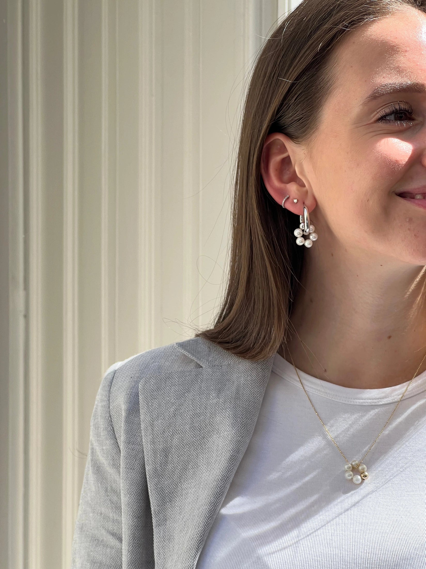 flower pearl charm - L boops-jewelry
