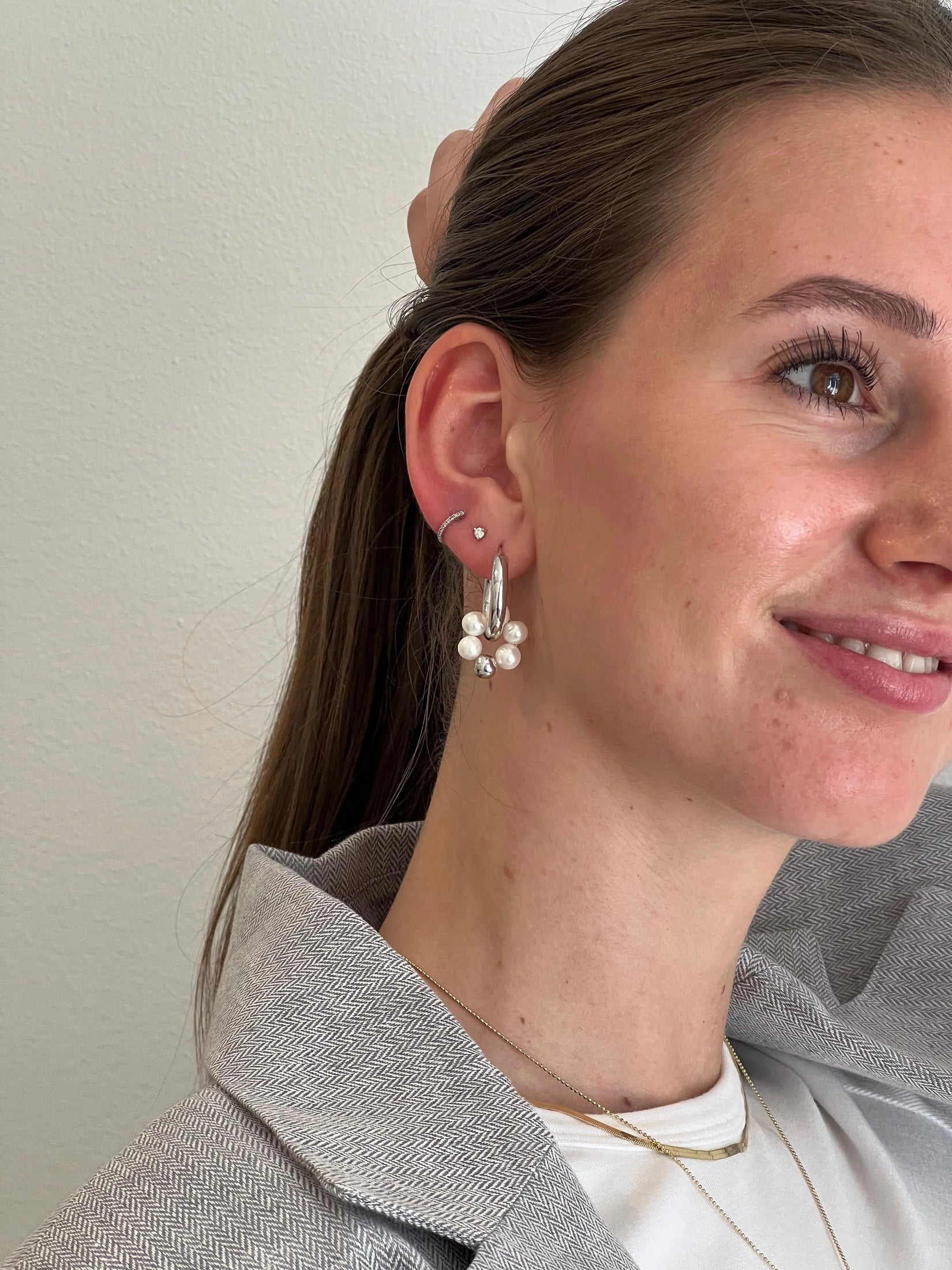 flower pearl charm - L boops-jewelry